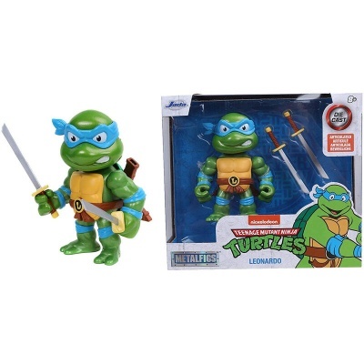 Figura Leonardo das Teenage Mutant Ninja Turtles com espada e caixa azul