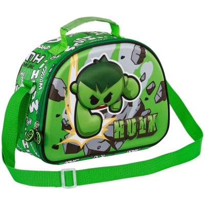 Lancheira infantil temática Hulk verde com alça ajustável