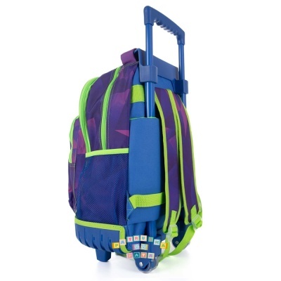 mochila de carrinho colorida com padrão geométrico