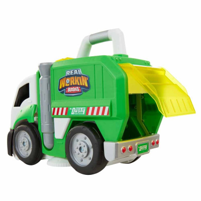 Carrinha brinquedo plástico verde com texto Real Workin Buddies e Mr Dusty