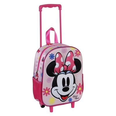 Mochila com carrinho e estampa Minnie Mouse em rosa