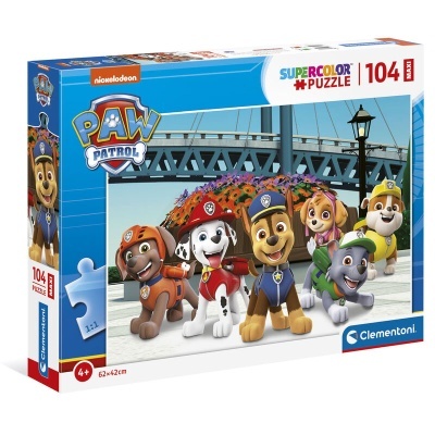 Quebra-cabeças Paw Patrol 104 peças com personagens animados coloridos