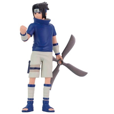 Figura de ação de personagem com roupa azul e branca e arma hélice