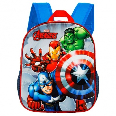 Mochila infantil Marvel Avengers com personagens Capitão América, Homem de Ferro e Hulk