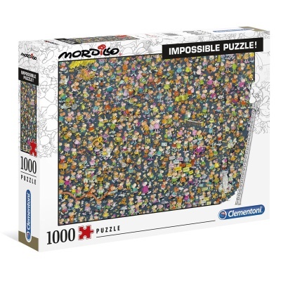 Caixa de puzzle de 1000 peças Clementoni com imagem colorida e texto IMPOSSIBLE PUZZLE!