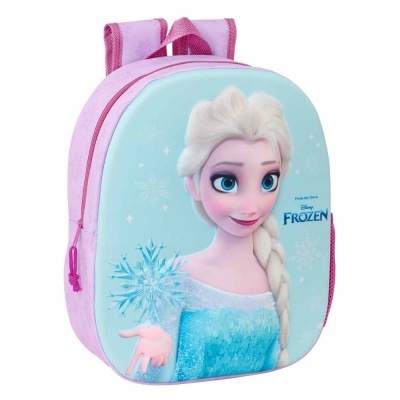 Mochila infantil cor-de-rosa com estampa da Elsa do Frozen em azul claro