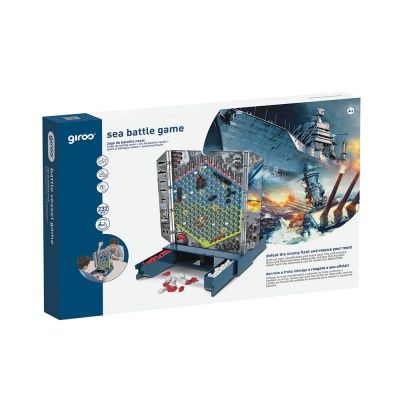 Caixa do jogo de tabuleiro Sea Battle Game com tabuleiro hexagonal e peças coloridas.