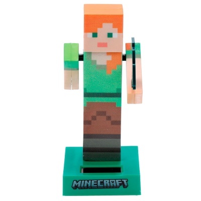 Figura Minecraft pixelada com base verde e texto