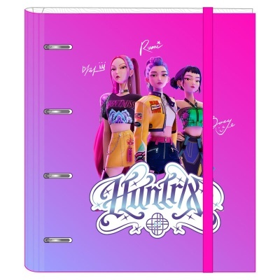 Capa de arquivo rosa com personagens femininas estilizadas e texto Húntrix