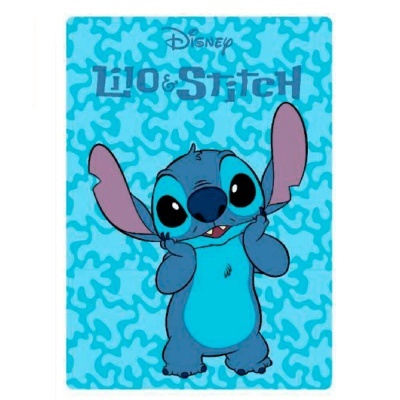 Caderno azul com personagem Stitch e texto Disney Lilo & Stitch.