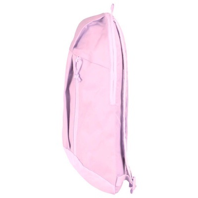 Mochila rosa vista de lado com fecho de correr