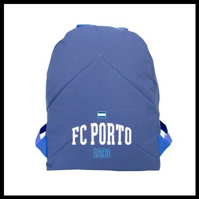 Mochila azul FC PORTO com texto e símbolo no centro