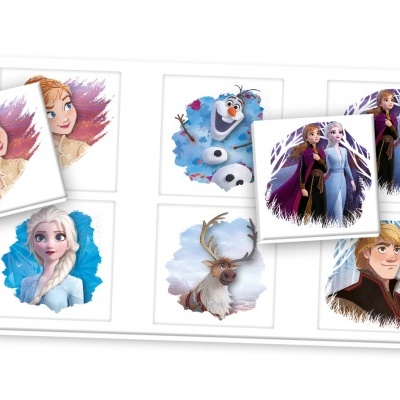 Cartões com personagens da animação Frozen em fundo branco