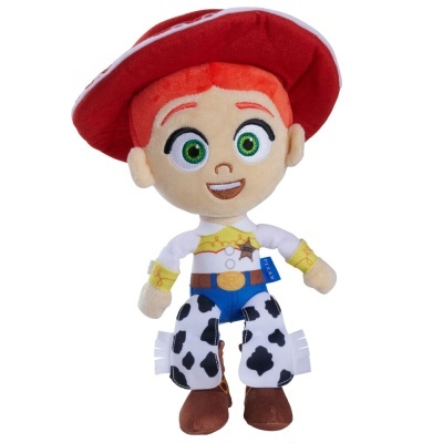 Pelúcia personagem de cowboy com roupa colorida e chapéu vermelho.