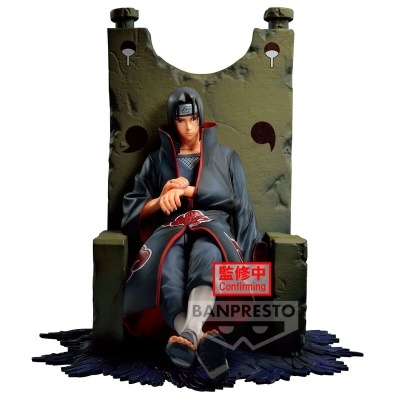 Figura de personagem sentado num trono com vestes negras e vermelhas