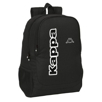 Mochila preta Kappa com logótipo branco e bolso lateral de rede