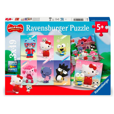 Caixa de puzzle Ravensburger com personagens Hello Kitty e amigos