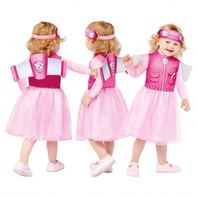 Vestido cor-de-rosa para criança com saia de tule, colete e acessórios de fantasia