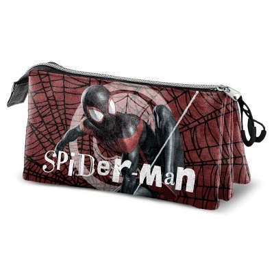 Estojo escolar Spider-Man vermelho e preto com teia