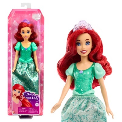Boneca Disney Princesa Ariel vestida de verde em embalagem rosa