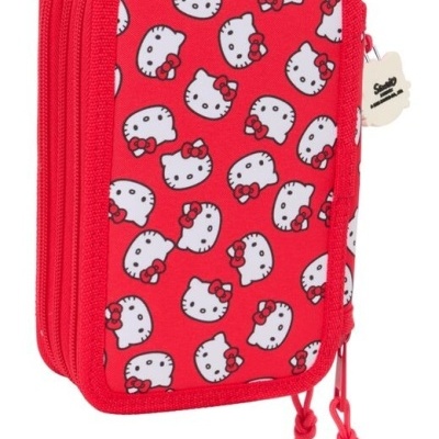 Estojos escolar vermelho com padrão Hello Kitty