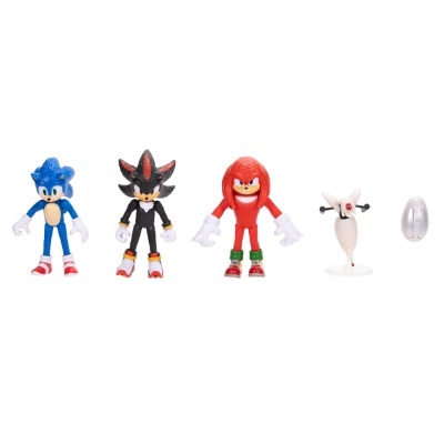 Figuras de ação de Sonic, Shadow, Knuckles, figura esquelética e cápsula em fundo branco