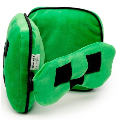 Estojo ou bolsa verde de pelúcia Minecraft com padrão de quadrados pretos