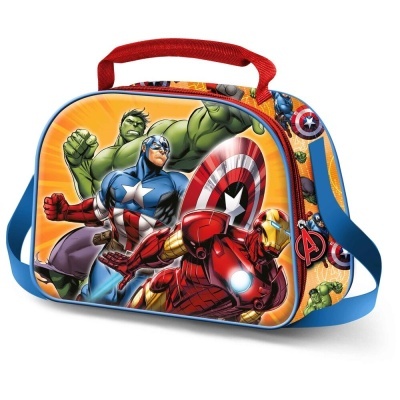Bolsa infantil com ilustrações de heróis Avengers coloridos