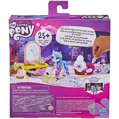 Embalagem de brinquedo My Little Pony com pônei azul e acessórios coloridos