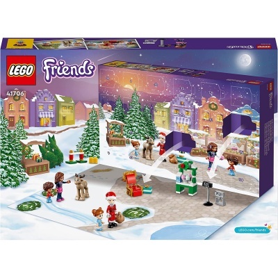Caixa de calendário de advento LEGO Friends 41706 com cenário de neve e figuras em miniatura