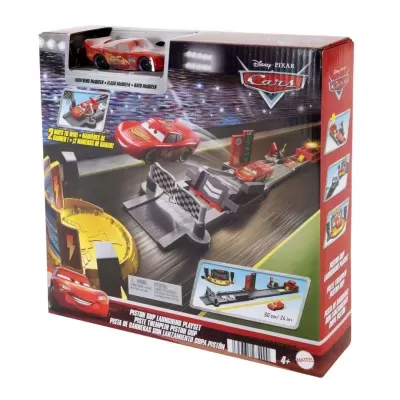 Jogo de pista de lançamento Piston Cup Disney Pixar Cars com carro vermelho Lightning McQueen