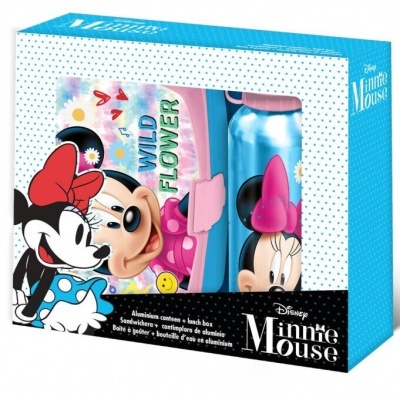 Conjunto Disney Minnie Mouse com caixa de almoço e garrafa de alumínio