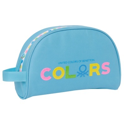 Estojo azul claro com texto colorido UNITED COLORS OF BENETTON COLORS