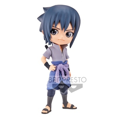 Figura Funko POP Sasuke com cabelo azul e roupa azul, roxa e preta