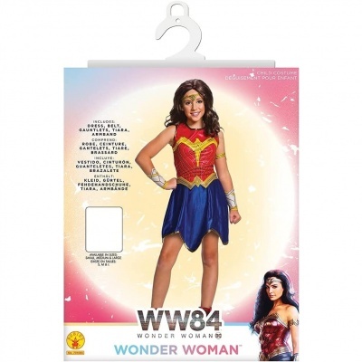 Fantasia Mulher Maravilha WW84 para criança em embalagem colorida