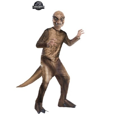 Fato de dinossauro castanho com máscara e rabo Jurassic World