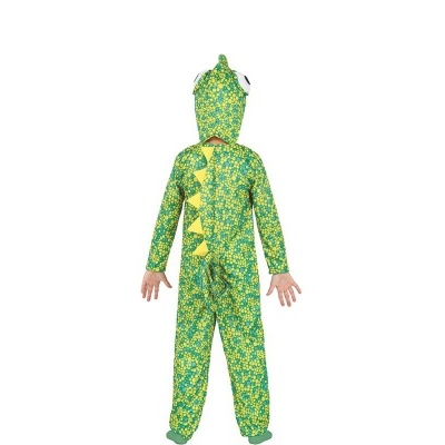 Fato de dinossauro verde e amarelo para criança.