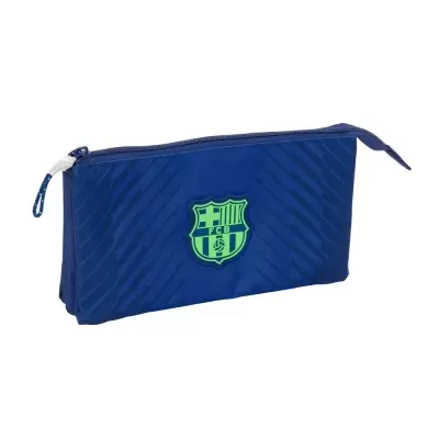 Estojo azul com emblema do FCB e fecho de correr