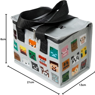 Saco de viagem cinzento com alças pretas e padrões pixelizados coloridos