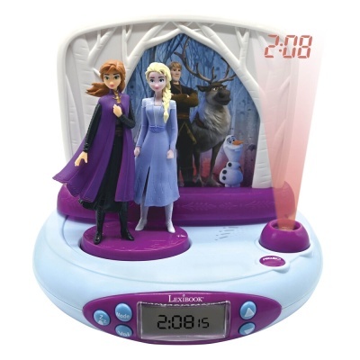 Despertador digital Lexibook com figuras Anna e Elsa e projeção da hora