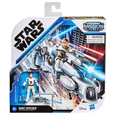 Brinquedo Star Wars BARC Speeder com figura Obi-Wan Kenobi em embalagem colorida