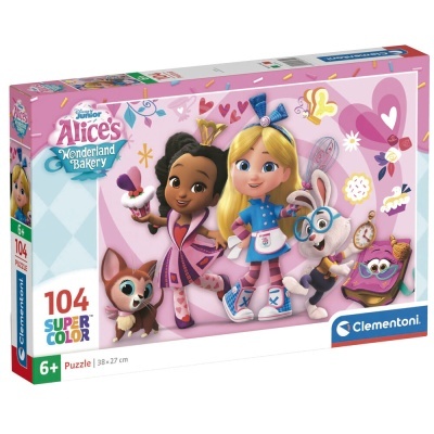 Caixa de puzzle Alice's Wonderland Bakery com 104 peças e personagens animados