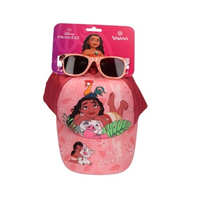 Conjunto de boné rosa e óculos de sol com personagem Vaiana Disney