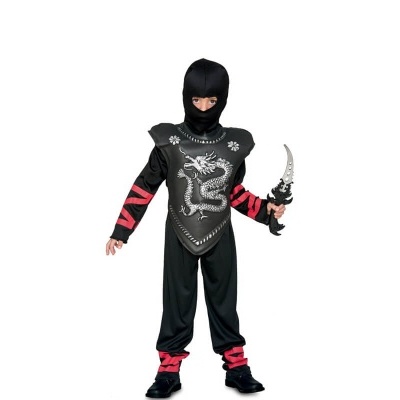 Fato de ninja para criança preto com máscara e adaga