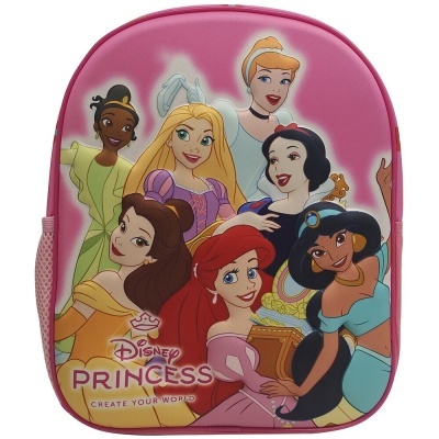 Mochila rosa com princesas Disney estampadas