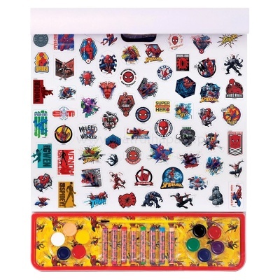 Conjunto para colorir com folhas e tintas do Homem-Aranha