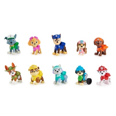 10 figuras de cães cartoon em várias cores e uniformes distintos