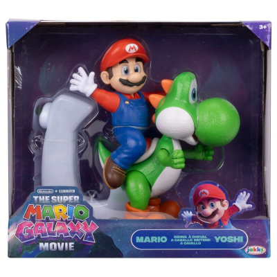 Figura Super Mario a montar Yoshi em caixa com texto The Super Mario Galaxy Movie