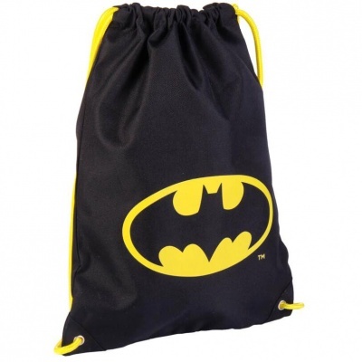 Mochila saco preta com logótipo amarelo do Batman
