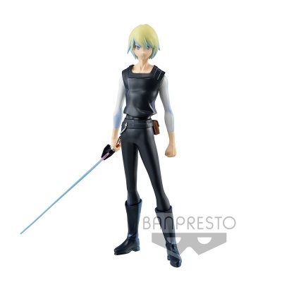 Figura de ação de personagem com espada azul